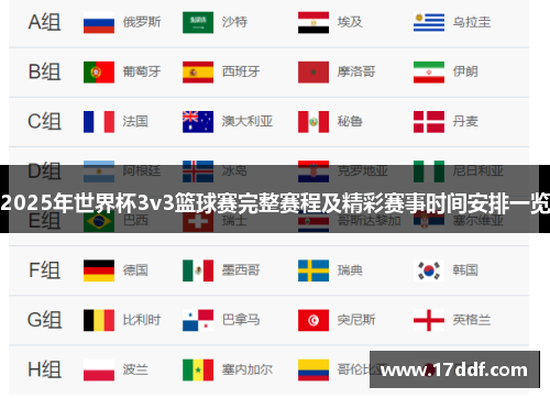 2025年世界杯3v3篮球赛完整赛程及精彩赛事时间安排一览